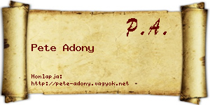 Pete Adony névjegykártya